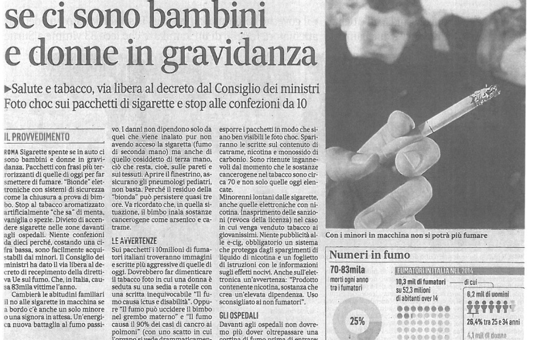 Fumo vietato in auto se ci sono bambini e donne in gravidanza