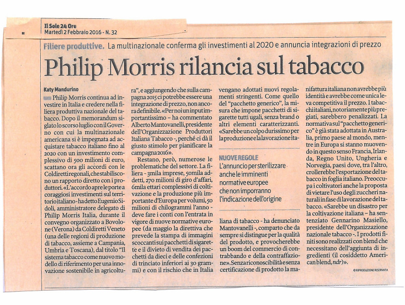 Il Sole 24 Ore del 2 febbraio 2016