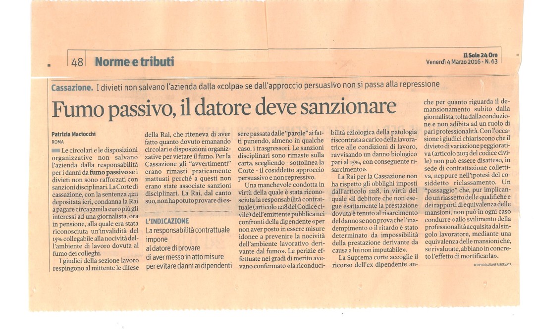 Il Sole 24 ore del 4 marzo 2016