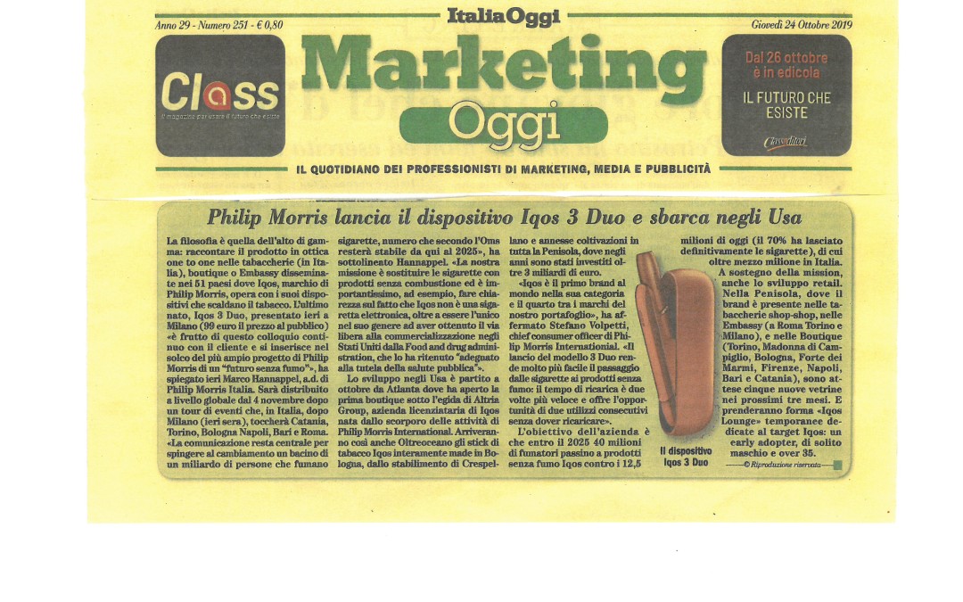 Italia Oggi di giovedì 24 ottobre 2019