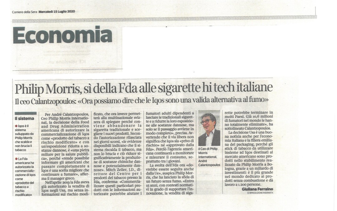 Il Corriere della Sera di mercoledì 15 luglio 2020